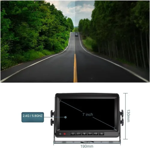 Vista 3 de Monitor de coche inalámbrico AHD de 7 pulgadas con cámara de visión trasera del vehículo compatible con cámara de respaldo de camión autobús