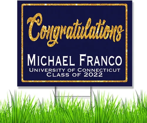 Vista 3 de Congratulations Class of 2024 Graduate Personalized Yard Sign with Metal Stake, Custom Graduation Party Personalized Lawn Sign