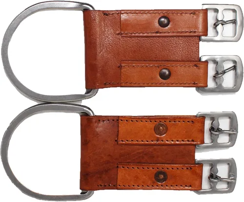 Vista 3 de CHALLENGER Horse Set of 2 Leather Western English 1" Dual Buckle Girth Converter 403GC03BK