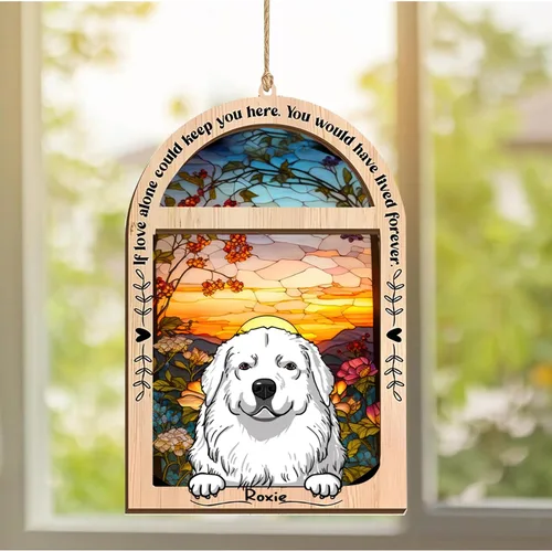 Vista 201 de LOVELYPOD Adorno de Navidad personalizado de sabueso afgano, atrapasoles con nombre, regalos de pérdida de mascotas, regalos para amantes