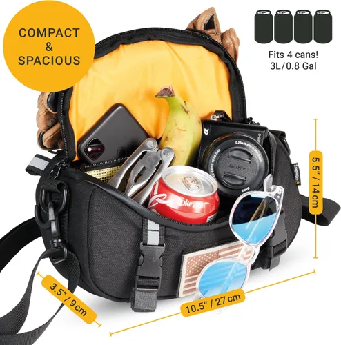 Vista 5 de Odinsberg Bolsa Multifuncional para Manillar de Bicicleta y Motocicleta, 3L Resistente al Agua, Compatible con la mayoría de tipos de manillares
