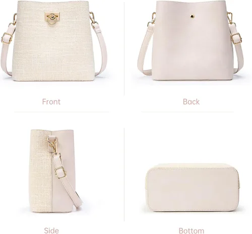 Vista 8 de KALIDI Bolsos cruzados para mujer de cuero vegano Bolso de hombro de moda con múltiples bolsillos Beige