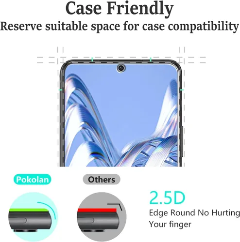 Vista 6 de Pokolan Paquete de 3+3 protectores de pantalla de vidrio templado para Samsung Galaxy S22 Claro