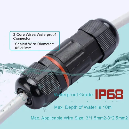 Vista 2 de 2 cajas de conexiones eléctricas impermeables IP68 para exteriores, conectores de cable subterráneo, cajas de conexiones para cables de 2 o 3 pines