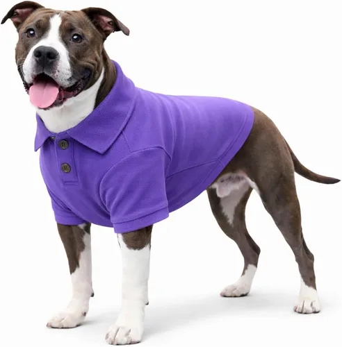 Vista 24 de lovelonglong Polo básico para perro, de algodón de primera calidad, para perros grandes, medianos y pequeños, con cuello de dos botones, color Negro