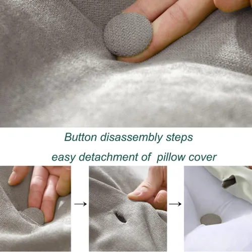 Vista 6 de Almohada triangular de lectura para reposo en cama, cojín grande para cabecero, respaldo largo, almohada de cuña con funda extraíble y dos bolsillos