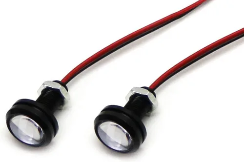 Vista 7 de iJDMTOY 2 unids ámbar amarillo 3-SMD Proyector de alta potencia LED Eagle Eye Lights w/Back Bolt-On Tornillos para luces de estacionamiento, niebla