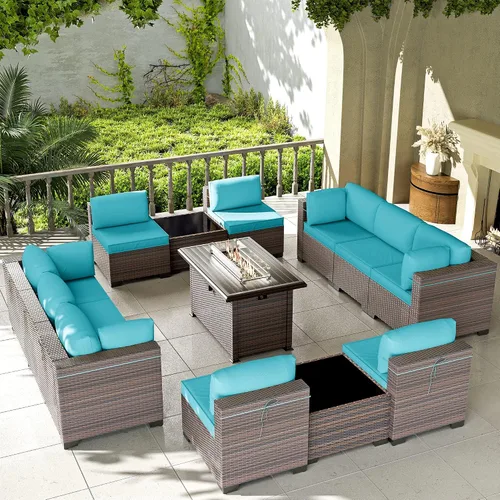 Vista 70 de Kullavik - Juego de muebles para exterior de 6 piezas con sofá modular de ratán de polietileno, color negro