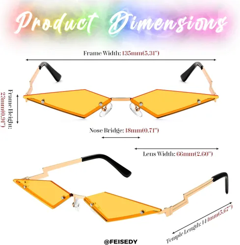 Vista 4 de FEISEDY Gafas de sol vintage de los 90 rombos de moda Lozenge Steampunk Y2K Party Halloween Polygon Glasses B2952