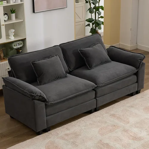 Vista 18 de IPKIG 117" Modular Sectional Cloud Couch, Modern L-Shaped Sofa with Ottoman Blanco beige