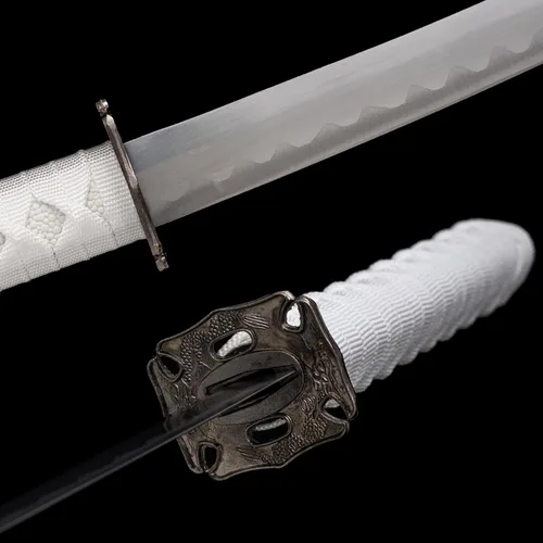 Vista 5 de 3-Piece Set Katana Carbon Steel Blade Japanese Samurai Sword Real,Iaido Samurai Sword Display Decoration Gift Blanco