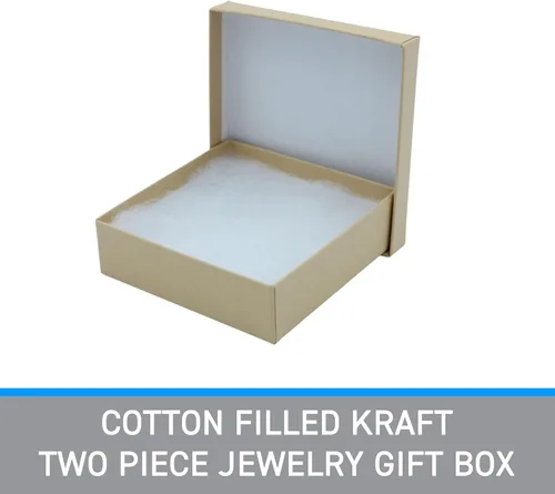 Vista 2 de SSWBasics Cajas de regalo de dos piezas de papel kraft rellenas de algodón, 3 x 3 x 1 pulgada (caja de 100), hechas de material 100% reciclado