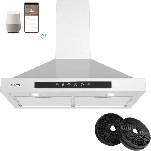 Vista 10 de CIARRA Campana extractora inteligente de 30 pulgadas con control de voz, compatible con Alexa/Google Home/Smart Life Assistant, campana extractora