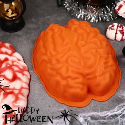Vista 7 de Webake Moldes de gelatina de cerebro de silicona, moldes de gelatina de cerebro para pasteles, moldes de chocolate de 9 pulgadas, moldes de cerebro