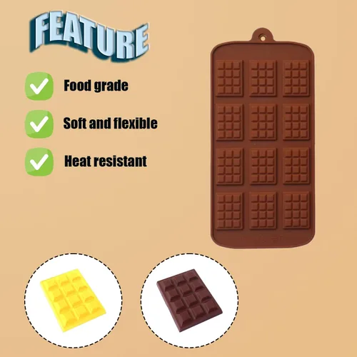 Vista 2 de Moldes de caramelo para chocolate, 3 x estilo mini rectángulo Juego de 3, forma divertida, decoración de tartas