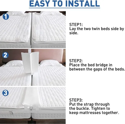 Vista 5 de HITOMEN Puente de cama, kit de convertidor de cama individual a King, relleno de huecos de cama con correa, conector de colchón