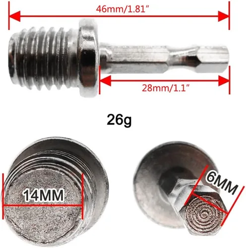 Vista 3 de 2 unids/set adaptador de taladro hexagonal M10+M14 Herramientas de división de madera Llave eléctrica Adaptar su taladro eléctrico a alto par