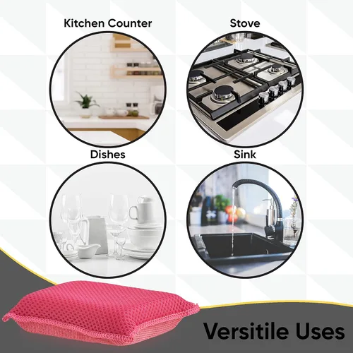 Vista 4 de Esponjas de microfibra para platos, esponjas de cocina, esponja antiarañazos, esponjas de limpieza para el hogar, suministros de limpieza multiusos