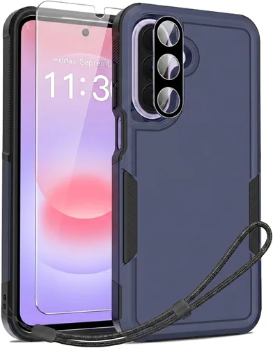 Vista 65 de Jeylly Compatible con Samsung Galaxy A22 5G Funda, Funda Samsung A22 5G con 2pcs protectores de pantalla de vidrio templado