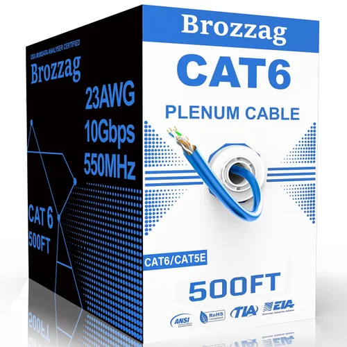 Vista 11 de Cable Ethernet de 20 pies para Cat6/Cat5E, 10 Gbps compatible con Cat8/Cat7, cable de red 24AWG para interiores y exteriores, entierro directo Negro
