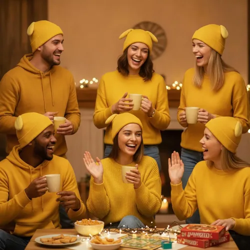 Vista 6 de Gorro de perro amarillo con orejas disquetas y elástico