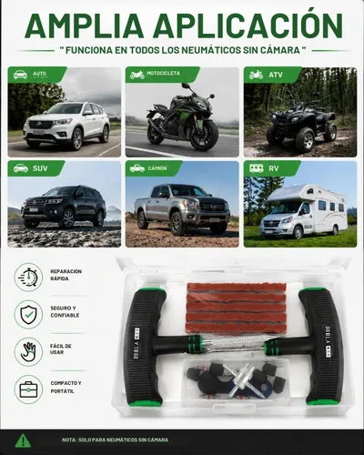 Vista 4 de HolaKit Kit de tapones para neumáticos, kit de reparación de neumáticos compacto de 22 piezas con tapones de goma, mango en T mejorado, herramienta
