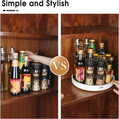 Vista 3 de LAMY Lazy Susan Organizador, paquete de 2 platos giratorios Lazy Susan de 10 pulgadas para gabinete, refrigerador, mesa de comedor y mesa
