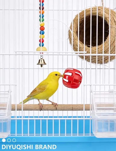 Vista 4 de Paquete de 18 bolas de ratán natural para pájaros, bolas de campana de plástico