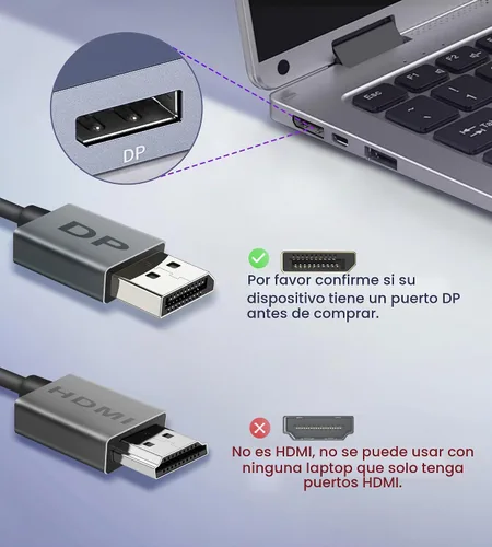 Vista 5 de [Usado] Adaptador divisor Displayport a Dual Displayport 4K @60Hz, adaptador divisor DP 1.4 1 en 2 salidas SST/MST pantalla extendida compatible