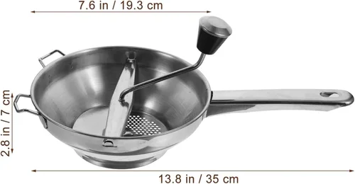 Vista 5 de BESTonZON Molino de alimentos de acero inoxidable – Molino giratorio de alimentos para mermeladas, salsa de tomate, puré de manzana, puré de papas