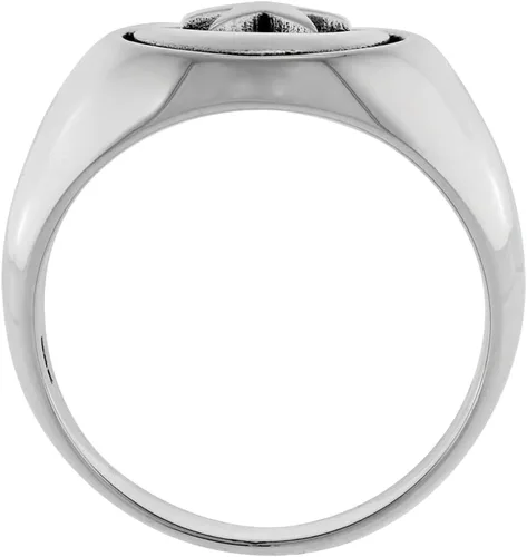 Vista 2 de Anillo de plata de ley de 2 tamaños con luna creciente y estrella para hombre y mujer, acabado impecable, tallas 6-13