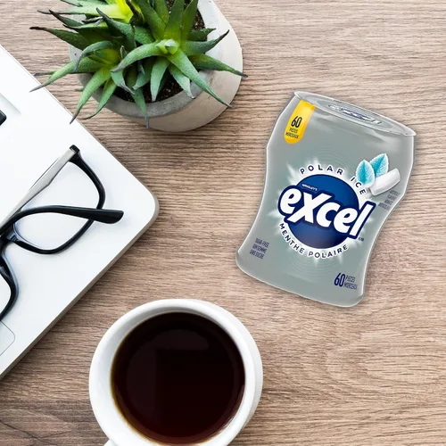 Vista 8 de Goma de mascar Excel sin azúcar, hielo polar, botella de 60 unidades, 6 unidades {Importado de Canadá}