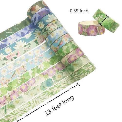 Vista 2 de VIVIQUEN Juego de 20 rollos de cinta washi de flores, 0.591 in de cinta washi floral para diario de viñetas, cintas decorativas de enmascaramiento