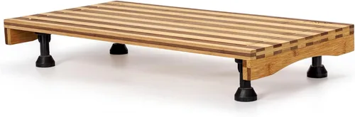Vista 7 de Cubierta de bambú para estufa y tabla de cortar de encimera con patas ajustables, tabla de cortar de doble propósito para quemador de estufa