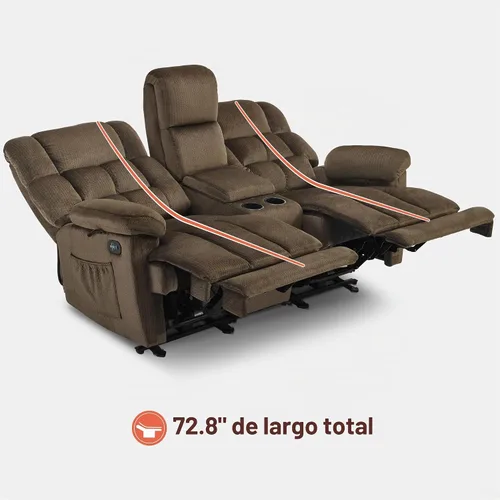 Vista 7 de MCombo Sillón reclinable de gravedad cero con consola, masaje con calor y vibración, sofá reclinable con puertos USB, portavasos para sala de estar