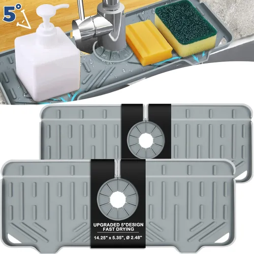 Vista 16 de Bandeja colectora de goteo para mango de grifo de silicona, tapete de grifo de silicona, soporte para esponja de jabón de platos para accesorios