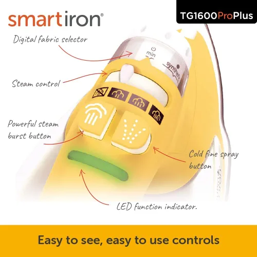 Vista 7 de Oliso TG1600 Pro Plus SmartIron de 1800 vatios con elevación automática y protector de suela de hierro de silicona Oliso Solemate para hierros