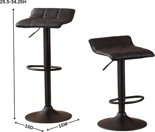 Vista 3 de Roundhill Furniture Belham Taburete giratorio de piel regenerada ajustable (2 unidades), color negro