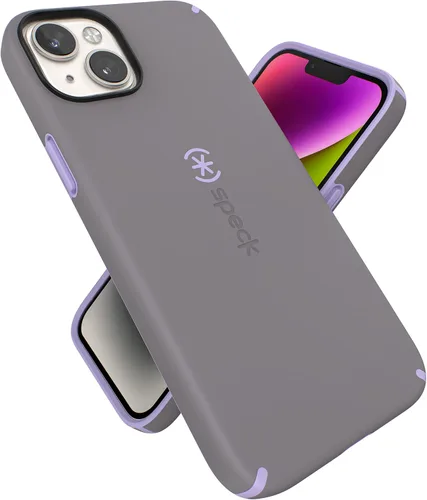 Vista 10 de Speck Funda para iPhone 14 Plus, funda delgada de 6.7 pulgadas con protección contra caídas, resistencia a los arañazos, tacto suave, doble capa
