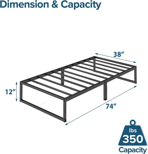 Vista 2 de Zinus Plataforma de cama/Base de colchón de 12 pulgadas, no necesita sommier/soporte de rejilla de metal, cama doble