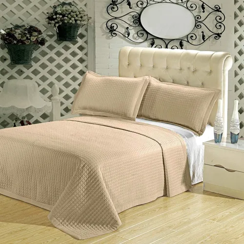 Vista 2 de sheetsnthings Juego de sábanas de microfibra acolchada sin arrugas de lujo de 2 piezas (beige, individual)