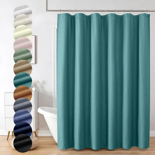 Vista 71 de OVZME Cortina de ducha de tela Berry Stall de 36 x 72 pulgadas, suave y gofre, pequeña cortina de ducha negra para baño con textura para un
