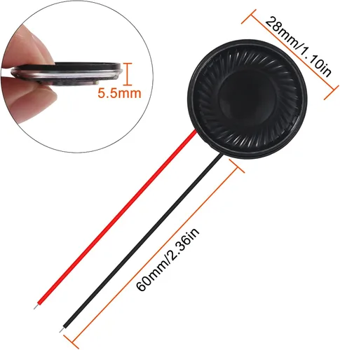 Vista 4 de 6 piezas de altavoces de 8 ohmios 2W, altavoces redondos de 28 mm compatibles con pequeños altavoces de audio, reproductor de MP3, MP4