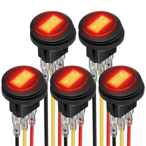 Vista 8 de DaierTek Interruptor basculante impermeable de 12 V y 20 A con luz LED azul, redondo, 3 pines, 12 voltios, palanca iluminada resistente a