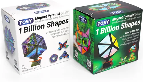Vista 15 de TOSY Pirámide Magnética que Brilla en la Oscuridad - 1 Cubo se Transforma en 1 Billón de Formas, 15 piezas