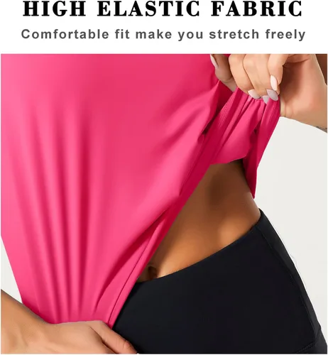 Vista 2 de Dragon Fit Tops de Entrenamiento sin Mangas de Seda de Hielo para Mujeres Camiseta de Yoga Recortada para Correr Gimnasio Verano
