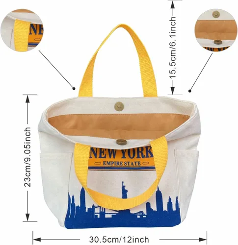 Vista 4 de Lindo recuerdo multiusos elegante de Nueva York para bolsa de viaje, totalizador de comestibles, bolso de compras, bolsa de almuerzo (JP-330156B)