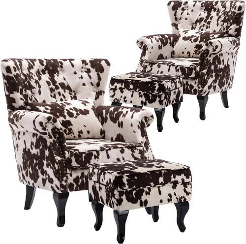 Vista 8 de chairus Silla de Acento Moderna de Mediados de Siglo con Otomana, Cómoda Silla Individual de Sofá de Lino con Botones Capitoné Sillón Orejero