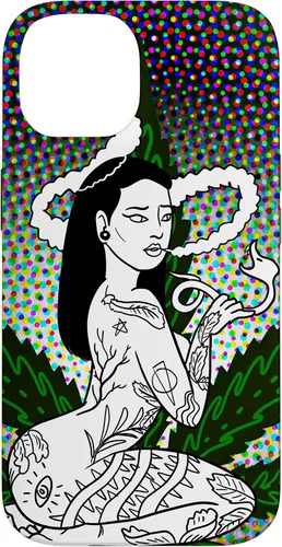 Vista 4 de iPhone 16 Weed Smoking Babe Marihuana Cannabis Smoke Stoner 420 Estuche de regalo