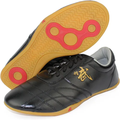 Vista 5 de VEACAM Zapatos de artes marciales de cuero Karate Kung Fu Taichi Trainer para niños y adultos, ligeros Wing Chun Gym Slipper